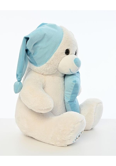 Pufu Toys Pelüş Uyku Arkadaşım Ayıcık 60 Cm Beyaz Mavi 03007 Krem