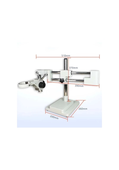 Szm Mikroskop Standı Çift Kollu Hareketli Bom Stand- Siyah Ø76mm Tutucu / 380mm Sütun