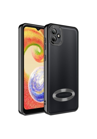 Galaxy A04 Kılıf Kamera Korumalı Logo Gösteren Zore Omega Kapak Siyah