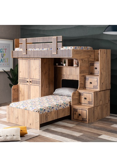 Setaymobilya Ranza, Natural Ranza Karyola 2 Kapaklı Dolap + 2 Comfort Yatak