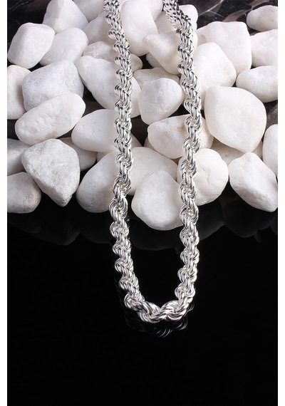 Omar Silver Unisex Halat Gümüş Zincir 8 Mm Elmas Kesim Gümüş Koly