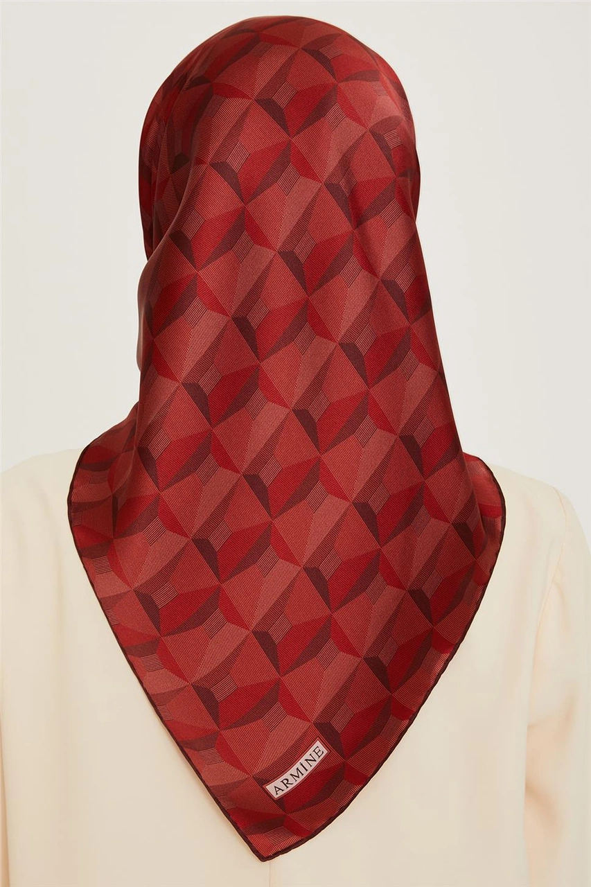 Armine Klasik Desenli Twill Saf İpek Eşarp 9204d 56 Çok Renkli