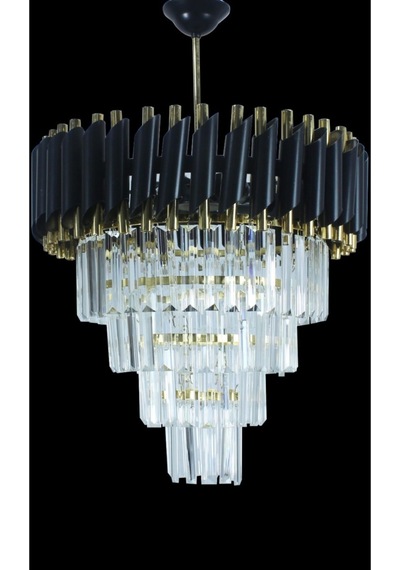 Zamira 45 Cm'lik Gold Kristal Taşlı Lüx Avize 4'lü Black Gold - Yatak Odası - Salon - Mutfak - Hol Altın