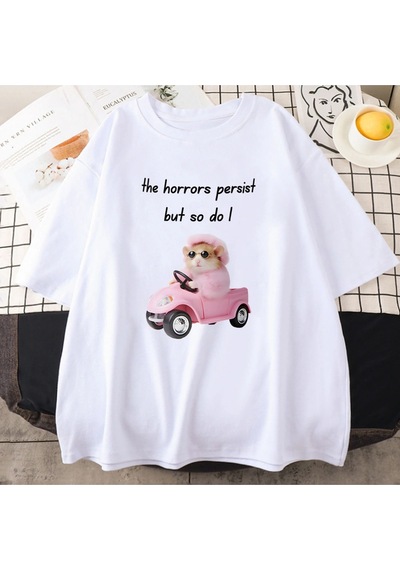 Startmore Beyaz Lar Kawaii Grafik Üzgün Hamster Korku Devam Ama Ben Sevimli Beyaz