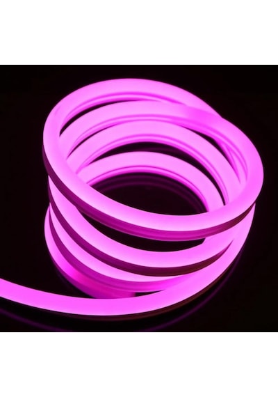 Neon Şerit Led 220 Volt Esnek Silikonlu Aydınlatma + Fiş Dahil 2mt-pembe Pembe