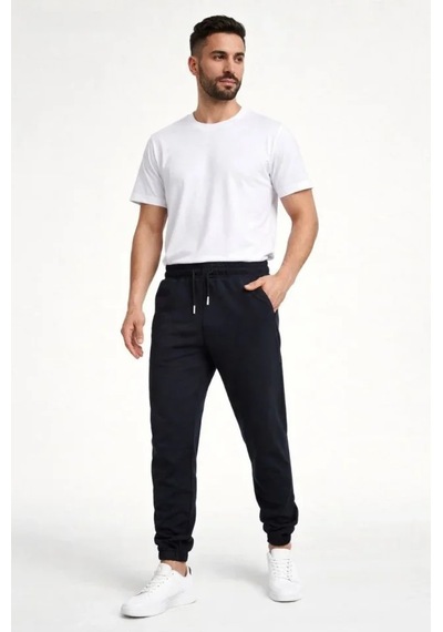 Efnaz Style Erkek Jogger Eşofman Altı Rahat Kalıp, Cepli, Lastikli Paça, Günlük Spor Pantolon - Siyah
