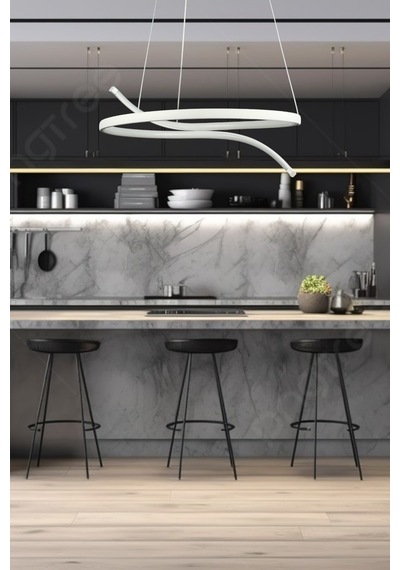 Snake Beyaz Renk Modern Tasarım Yatak Odası - Cafe - Mutfak - Salon Beyaz Led Sarkıt Avize Beyaz