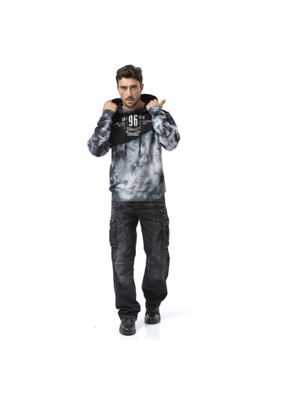 Cipo & Baxx Erkek Hoodie Sweatshirt Modern Baskılı, Kapüşonlu Sweatshirt Cl593 Siyah