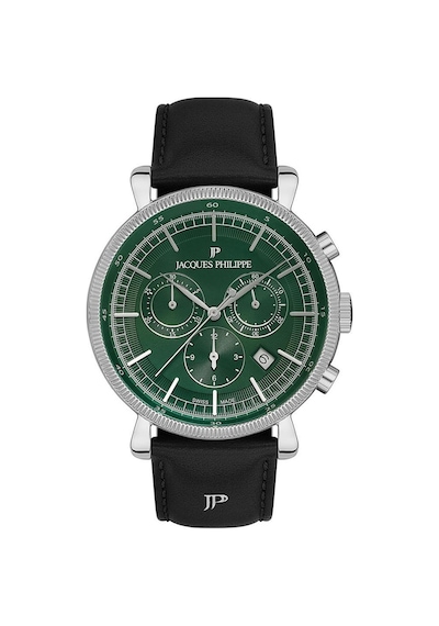 Jacques Philippe Jpqgc1911x1 Swiss Made Quartz Deri Siyah Yeşil Kadran Safir Cam 44 Mm Erkek Kol Saati