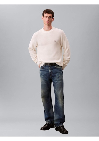 Calvin Klein Ls Ez Cotton Waffle Crwnk Swtr 9-12594 Beyaz