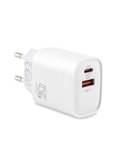 Usb Type-c Çift Çıkışlı Hızlı Şarj Adaptörü 45w Beyaz Nd1013 Evimdeyokyok