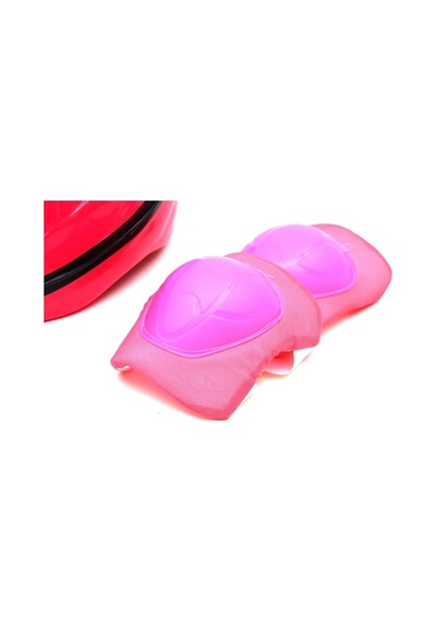 Çocuk Kask Dizlik Dirseklik Eldiven Koruyucu Set 7 Parça, Pembe Çok Renkli