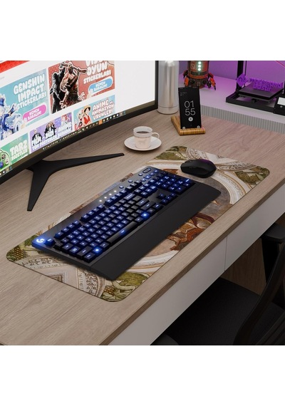 Ortaçağ Sanat Oyuncu Gaming Mouse Pad Kauçuk Kaymaz Taban Mousepad V5, 70x30 Xl
