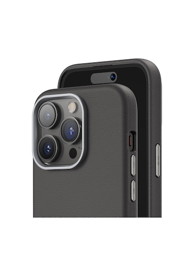 Apple Uyumlu iPhone Blueo 15 Pro Max Siyah Premium Deri Telefon Kılıf.