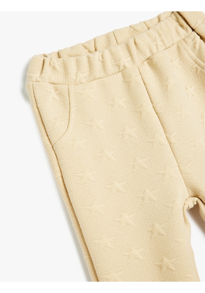Koton Basic Jogger Eşofman Altı Beli Lastikli Cep Detaylı Bej 5wmg40113ak Ekru