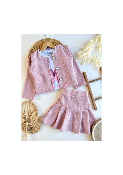 Poala Kids Dokuma 3'lü Takım Pembe