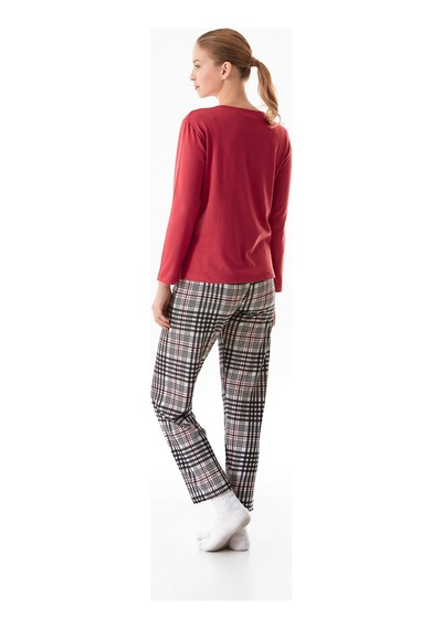 Fullamoda Yazı Baskılı Bisiklet Yaka 2 Li Pijama Takımı 24mıcg631216539-bordo Bordo