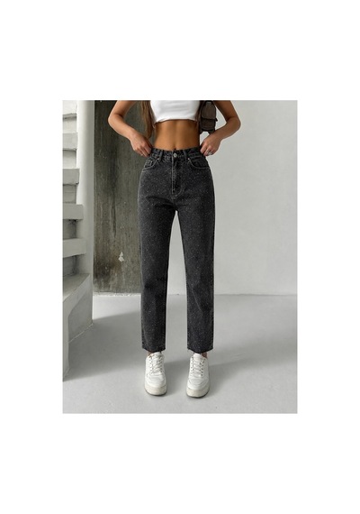 Bluemarlin Kahve Tint Ön Arka Taşlı Paça Kesik Mom Denim Pantolon Kahverengi