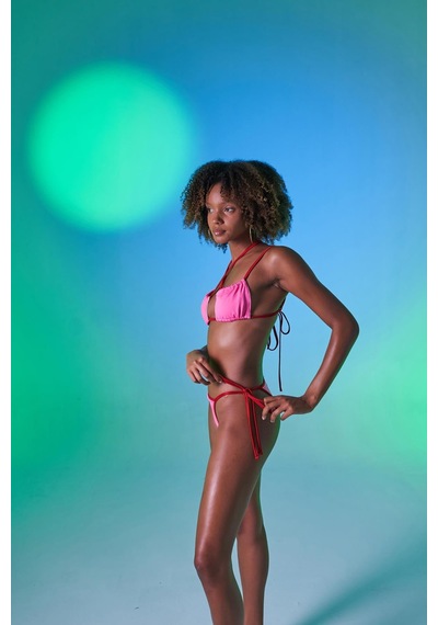 Holly Lolly Kontrast Biyeli Yüksek Bel Emma Bikini Altı Pembe
