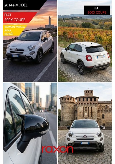Fıat 500x Coupe 2014+ Batman & Yarasa Ayna Kapağı Parlak Piano Black Sport