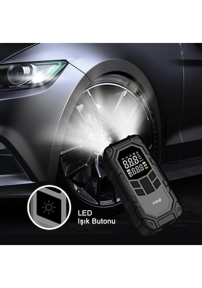 Mioji D8H Plus 4in1 16000mah 2000a Akü Takviye + Hava Pompası + Led Fener + Powerbank