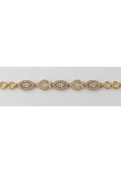 Xp Liora Işıltısı Gold Renk Markiz Ve Damla Motifli Taşlı Paslanmaz Çelik Kadın Bileklik - 18 Cm Renkli