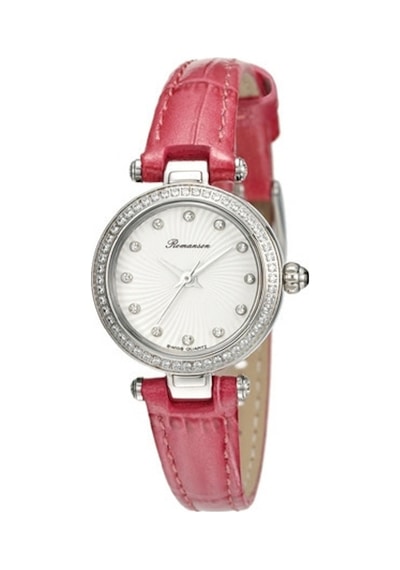 Romanson Rl3265ql1wg12w Safir Cam Swiss Quartz Çelik Kasa Deri Kordon Taşlı Gümüş Renk Kadın Kol Sa