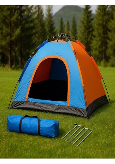 Mobgift Su Geçirmez Kamp Dayanıklı Pratik Kurulum Aile Tipi 4 Kişilik Çantalı Otomatik Çadır 2.2 2.5 1.35m Renk