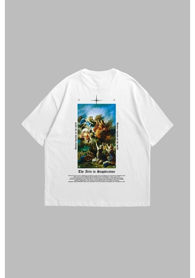 Startmore Art Is Supplication Siluet Baskılı Oversize Unisex Beyaz Beyaz