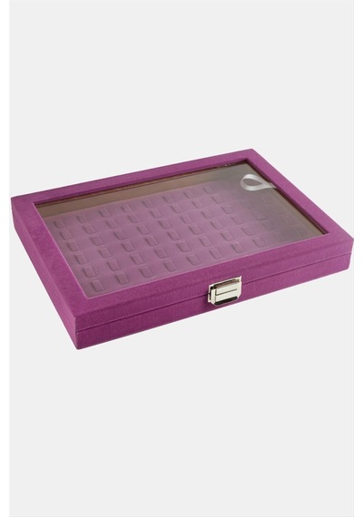 Cam - 473 - Kapaklı Anfora Kumaş Tırnaklı Yüzük Standı 24x34 - Muratech - Cm Mor