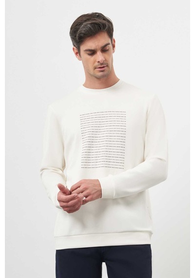Morven Erkek Ekru Trend Bisiklet Yaka Sweat-shirt 25ks063003454 Ekru Ekru