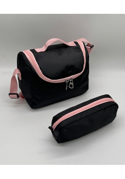 Suya Dayanıklı İlk Okul Çantası 3'lü Seti Unisex Çocuk İlkokul Çantası Ldc-8010 Pudra-siyah Pembe