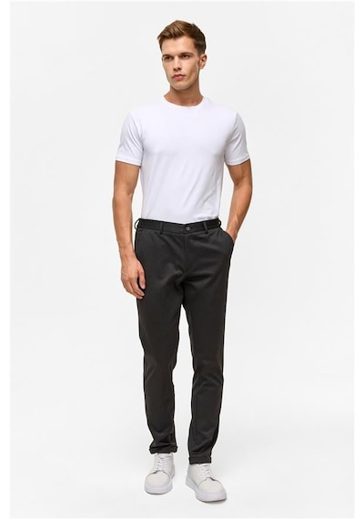 Süvari Siyah Slim Armürlü Jogger Pantolon Siyah