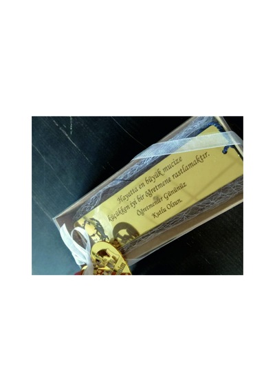 Öğretmenler Günü Gold Pleksi Kraft Kutulu Kitap Ayracı