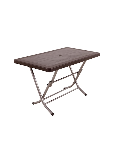 Luna 70x120 Zeugma Rattan Masa Katlanır Metal Ayak Kahverengi