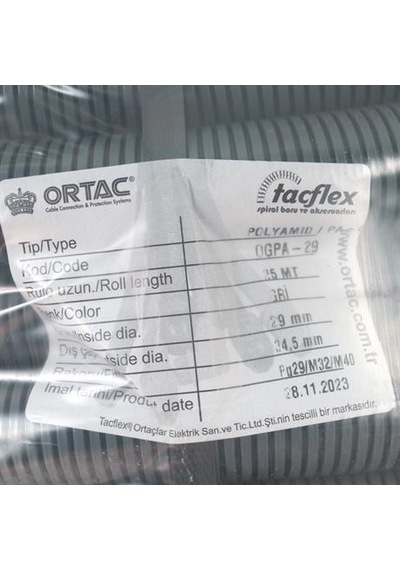 Ortaç Pg-29 Gri Polyamıd Spiral Ogpa-29 1 Paket 25 Metre