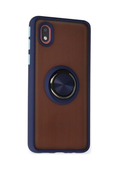 Samsung Galaxy Uyumlu   A01 Core Kılıf Montreal Yüzüklü Silikon Kapak - Lacivert