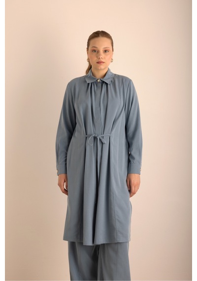 Aker İndigo Beli Bağcıklı Cotton Tunik İndigo İndigo
