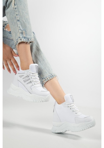 Suins Juvina Model Yüksek Gizli Topuklu Kadın Spor Ayakkabı Sneaker Beyaz