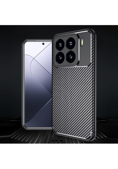 Xiaomi 15t Pro Kılıf Kamera Korumalı Darbe Emici Karbon Fiber Darbeye Dayanıklı Silikon Parmak İzi Brakmayan Kapak Siyah