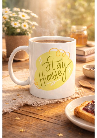 Northcity Stay Humble Porselen Kupa Minimal Motivasyon Ve Şık Kahve & Çay Bardağı Yeşil