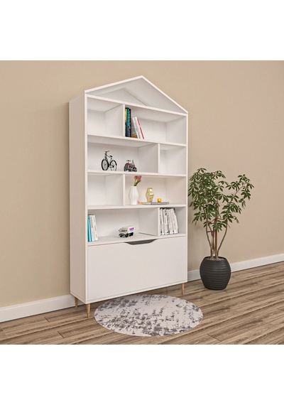 Ege Çatılı Kitaplık Mdf Beyaz Ege Çatılı Kitaplık Mdf Beyaz