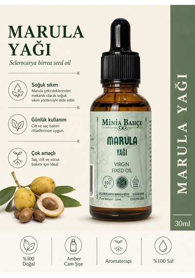 Minia Bahçe Soğuk Sıkım Sabit Yağ Marula Yağı 30 ML
