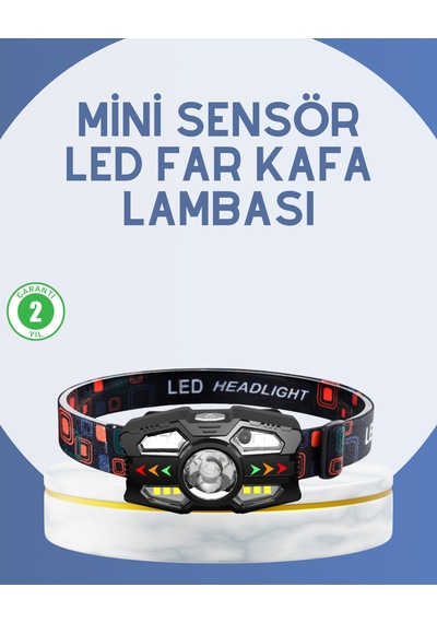 El Sensörlü Led Far Suya Dayanıklı Şarjlı Kafa Lambası