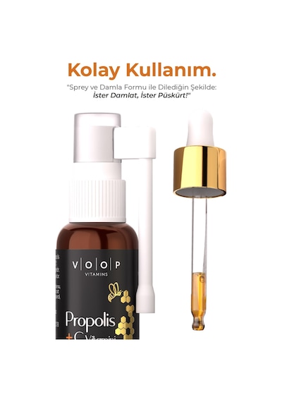 Voop Propolis C Vitamini Damlalıklı Sprey Takviye Edici Gıda 20 ML
