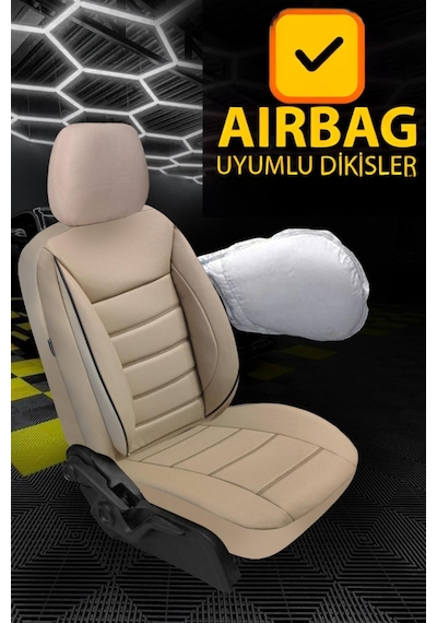 Kia Rio Hatchback 2016-2020 Aracınıza Uyumlu Jetdrive Deri Koltuk Kılııfı Bej