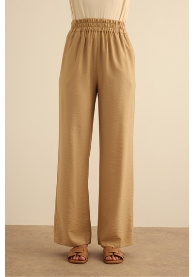 Aker Beli Lastikli Viscon Pantolon Etek Camel Camel