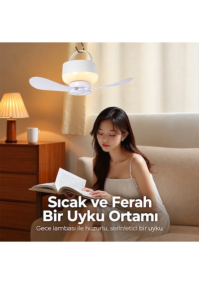 Ezere Aerosnap Led Kamp Tavan Fanı Ve Taşınabilir Şarjlı Tavan Vantilatörü