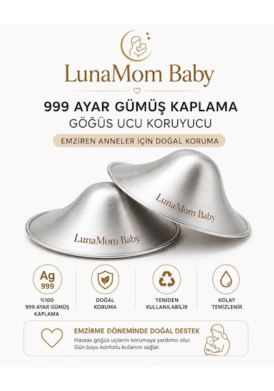 Lunamom Baby 999 Ayar Gümüş Kaplama Göğüs Ucu Koruyucusu