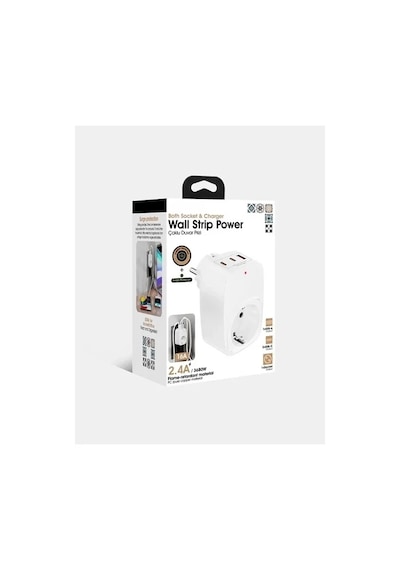 Tekli Yüksek Voltaj Korumalı Duvar Prizi 2x Type-c 1x Usb Çıkışlı Priz Grup Priz Çoğaltıcı Beyaz Diğer